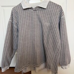 e.n.u.f. Pink, green and white Plaid collared Sweater